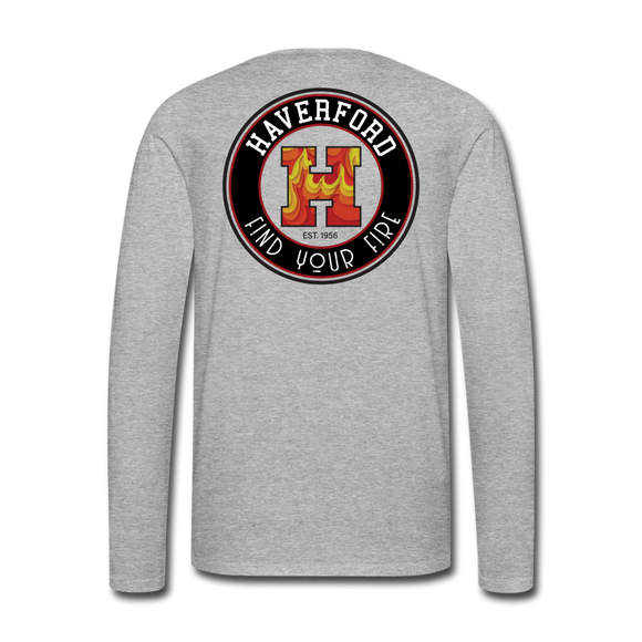 Haverford Adult Long Sleeve Fire Logo Tee (Back is Shown. Front breast 