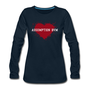 ABVM Women's Premium Painted Heart Long Sleeve T-Shirt - deep navy