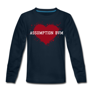ABVM Kids' Premium Painted Heart Long Sleeve T-Shirt - deep navy