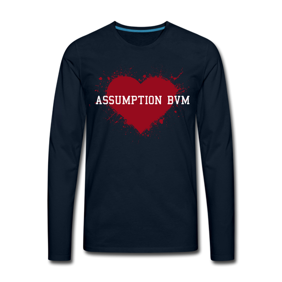 ABVM Men's Painted Heart Premium Long Sleeve T-Shirt - deep navy