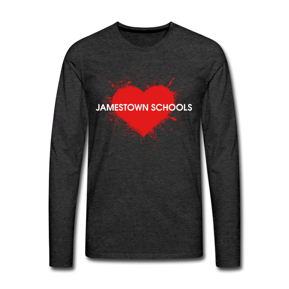 JS Men's Premium Heart Long Sleeve T-Shirt - charcoal grey