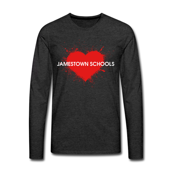 JS Men's Premium Heart Long Sleeve T-Shirt - charcoal grey
